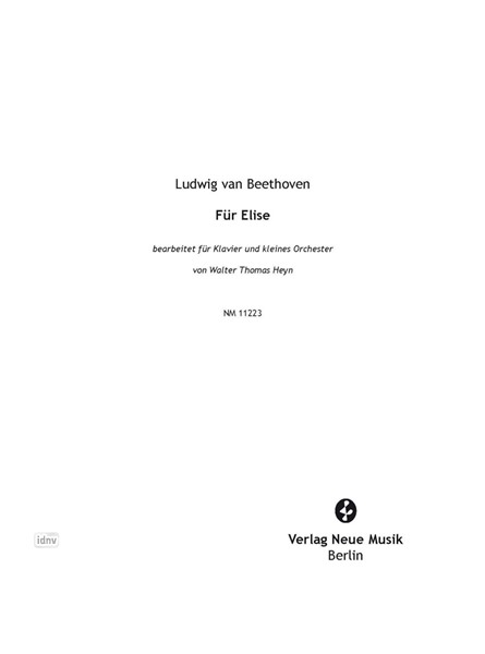 Für Elise (Albumblatt) für Klavier und kleines Orchester (Laienorchester) Für Elise (Albumblatt) für Klavier und kleines Orchester (Laienorchester)
