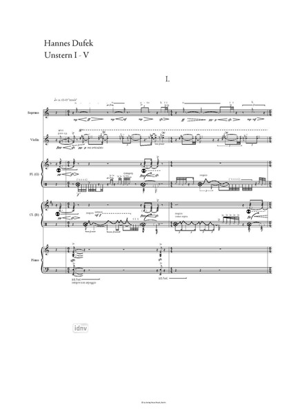 Unstern für Sopran, Violine, Altflöte, Klarinette und Klavier (2011) Unstern für Sopran, Violine, Altflöte, Klarinette und Klavier (2011)