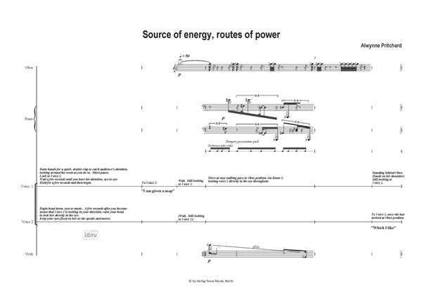 Source of Energy, Routes of Power für Oboe, Klavier, Viola und 2 Sprecher Source of Energy, Routes of Power für Oboe, Klavier, Viola und 2 Sprecher