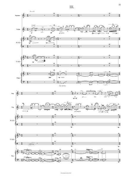 Unstern für Sopran, Violine, Altflöte, Klarinette und Klavier (2011) Unstern für Sopran, Violine, Altflöte, Klarinette und Klavier (2011)