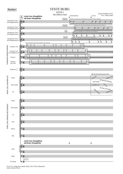 Feste Burg Kantate für Alt solo, Sprecher, Blockflötenquartett, Posaunenchor, Kinderchor, Frauenchor, gemischten Chor, Orgel und elektroakustisches Zuspiel (2011) Feste Burg Kantate für Alt solo, Sprecher, Blockflötenquartett, Posaunenchor, Kinderchor, Frauenchor, gemischten Chor, Orgel und elektroakustisches Zuspiel (2011)