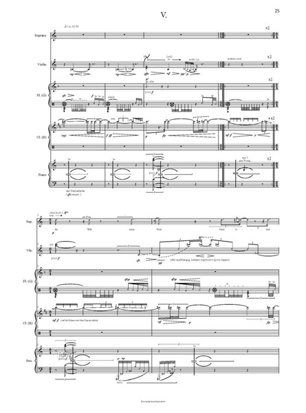 Unstern für Sopran, Violine, Altflöte, Klarinette und Klavier (2011) Unstern für Sopran, Violine, Altflöte, Klarinette und Klavier (2011)