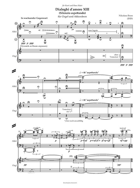 Dialoghi d'amore XIII für Orgel und Akkordeon (2020) Dialoghi d'amore XIII für Orgel und Akkordeon (2020)