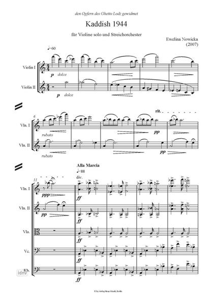 Kaddish 1944 Fassung für Solo-Violine und Streichorchester (2009/12) Kaddish 1944 Fassung für Solo-Violine und Streichorchester (2009/12)