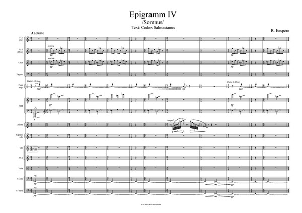 Epigramm IV Fassung für Sopran (oder Tenor) und Kammerorchester Epigramm IV Fassung für Sopran (oder Tenor) und Kammerorchester