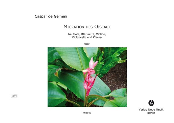 Migration des oiseaux für Flöte, Klarinette, Violine, Violoncello und Klavier (2013) Migration des oiseaux für Flöte, Klarinette, Violine, Violoncello und Klavier (2013)