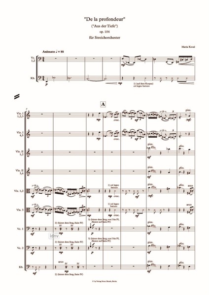 De la profondeur op. 104 für Streichorchester (2012) De la profondeur op. 104 für Streichorchester (2012)