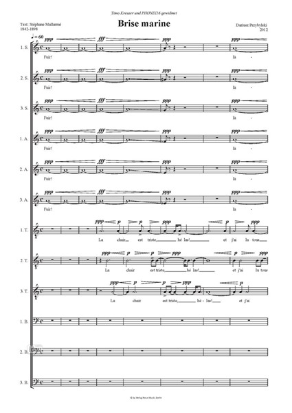 Brise Marine für 12-stimmiges Vokalensemble oder gemischten Chor (2012) Brise Marine für 12-stimmiges Vokalensemble oder gemischten Chor (2012)