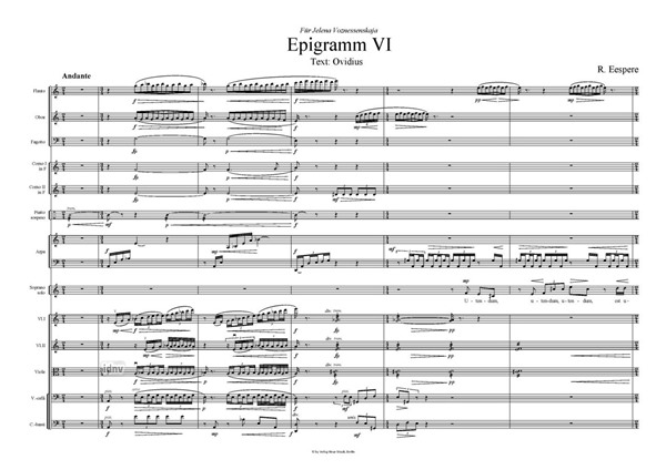 Epigramm VI Fassung für Sopran und Kammerorchester Epigramm VI Fassung für Sopran und Kammerorchester