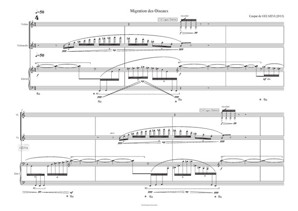 Migration des oiseaux für Flöte, Klarinette, Violine, Violoncello und Klavier (2013) Migration des oiseaux für Flöte, Klarinette, Violine, Violoncello und Klavier (2013)