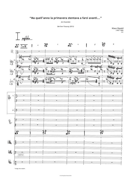 „Ma quell‘ anno la primavera stentava a farsi avanti…“ für Ensemble (1987/88) „Ma quell‘ anno la primavera stentava a farsi avanti…“ für Ensemble (1987/88)