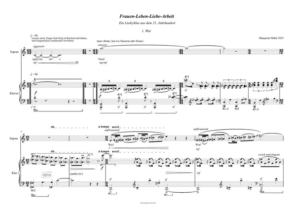 Frauen - Leben - Liebe - Arbeit für Sopran und Klavier (2025) Frauen - Leben - Liebe - Arbeit für Sopran und Klavier (2025)