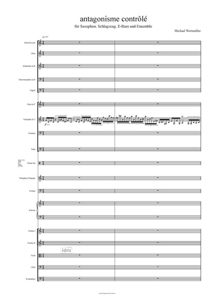 antagonisme contrôlé für Saxophon, Schlagzeug, E-Bass und Ensemble (2014) antagonisme contrôlé für Saxophon, Schlagzeug, E-Bass und Ensemble (2014)