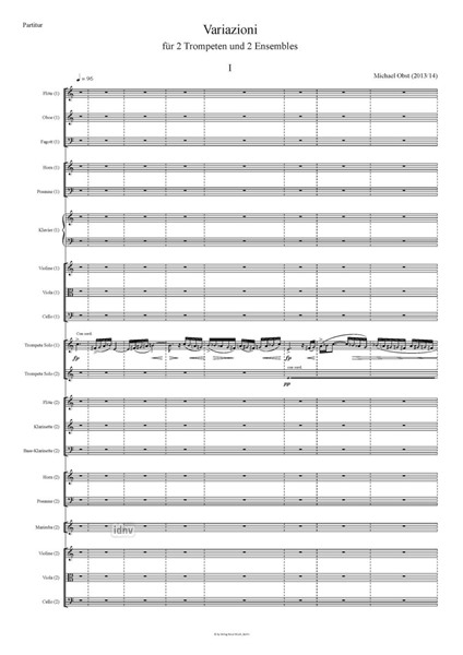 Variazioni für 2 Trompeten und 2 Ensembles (2013/14) Variazioni für 2 Trompeten und 2 Ensembles (2013/14)