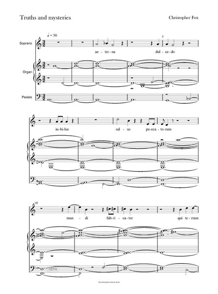 Truths and mysteries für Sopran und Orgel oder voraufgezeichnete Sinustöne (2025) Truths and mysteries für Sopran und Orgel oder voraufgezeichnete Sinustöne (2025)
