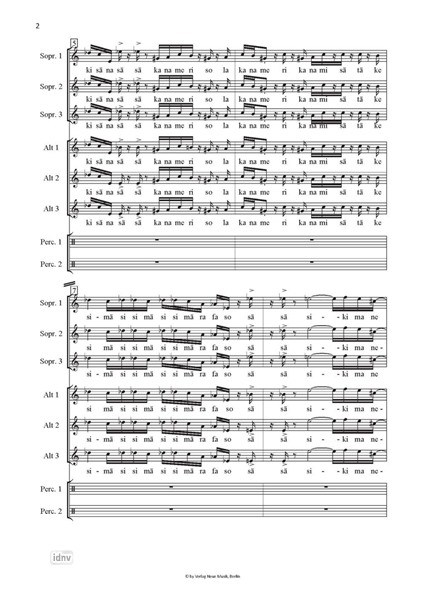 Voice & Percussion für 6-stimmigen Mädchenchor und 2 Schlagzeuger (2000) Voice & Percussion für 6-stimmigen Mädchenchor und 2 Schlagzeuger (2000)