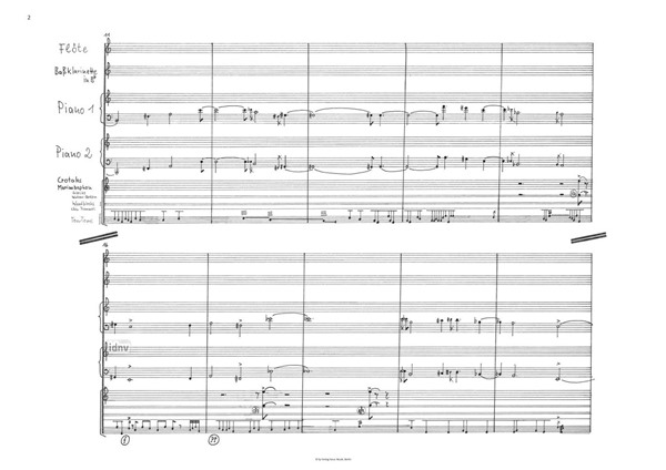 Taro für 2 Klaviere, Schlagzeug, Flöte (Picc.) und Bassklarinette (1987) Taro für 2 Klaviere, Schlagzeug, Flöte (Picc.) und Bassklarinette (1987)