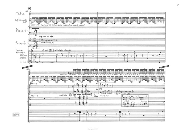 Taro für 2 Klaviere, Schlagzeug, Flöte (Picc.) und Bassklarinette (1987) Taro für 2 Klaviere, Schlagzeug, Flöte (Picc.) und Bassklarinette (1987)