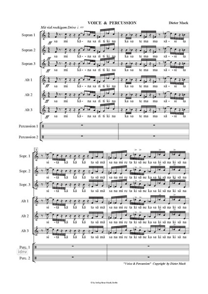 Voice & Percussion für 6-stimmigen Mädchenchor und 2 Schlagzeuger (2000) Voice & Percussion für 6-stimmigen Mädchenchor und 2 Schlagzeuger (2000)