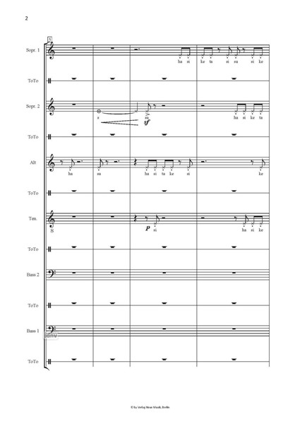 Rieselfeld für sechsstimmigen Chor, 6 Tomtoms und 6 Holzblasinstrumente ad. lib. (1997) Rieselfeld für sechsstimmigen Chor, 6 Tomtoms und 6 Holzblasinstrumente ad. lib. (1997)