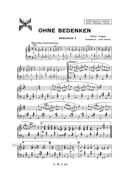 Ohne Bedenken für Akkordeon Ohne Bedenken für Akkordeon