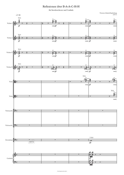 Reflexionen über B-A-A-C-H-H für Streichorchester und Cembalo (2017) Reflexionen über B-A-A-C-H-H für Streichorchester und Cembalo (2017)
