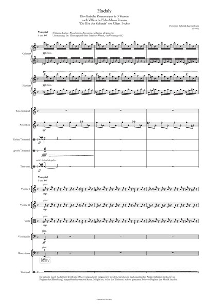 Hadaly für Sopran, Tenor, Bariton und Ensemble (1990) Hadaly für Sopran, Tenor, Bariton und Ensemble (1990)