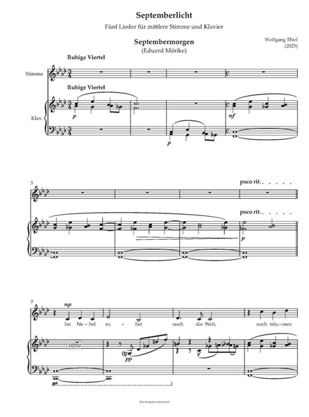 Septemberlicht für mittlere Stimme und Klavier (2025) Septemberlicht für mittlere Stimme und Klavier (2025)