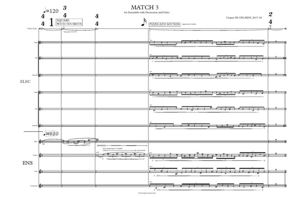 Match 3 für Flöte, Klarinette, Violine, Viola und Cello mit Elektronik und Video (2018) Match 3 für Flöte, Klarinette, Violine, Viola und Cello mit Elektronik und Video (2018)