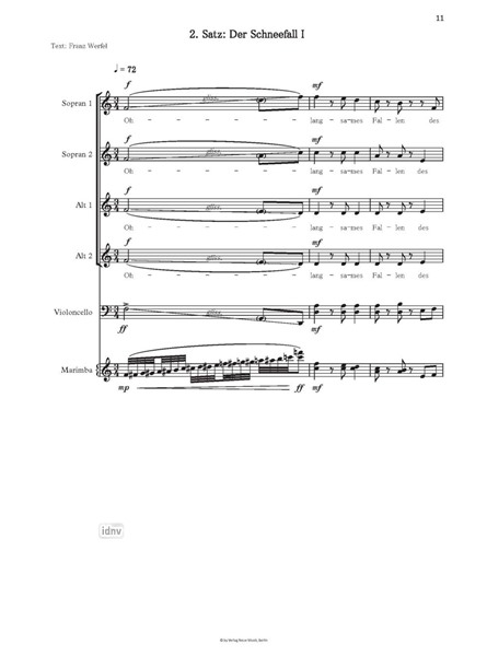 Schnee für Frauenchor, Violoncello und Schlagwerk (2018) Schnee für Frauenchor, Violoncello und Schlagwerk (2018)
