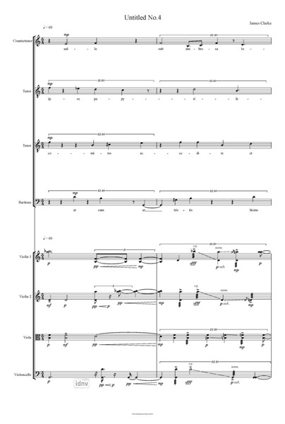 Untitled No. 4 für vier Stimmen (Countertenor, 2 Tenöre, Bariton) und Streichquartett (2007) Untitled No. 4 für vier Stimmen (Countertenor, 2 Tenöre, Bariton) und Streichquartett (2007)