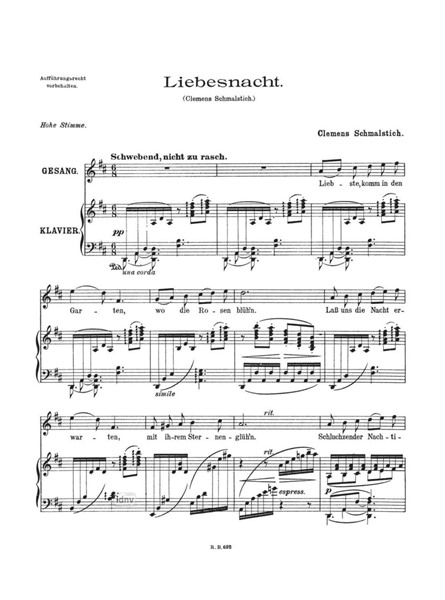 Liebesnacht für hohe Stimme und Klavier Liebesnacht für hohe Stimme und Klavier