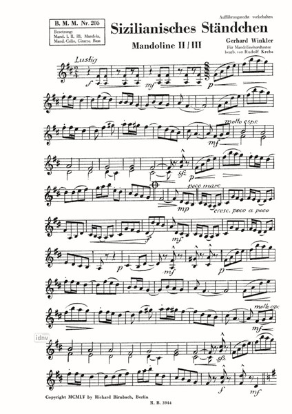 Sizilianisches Ständchen für Mandolinenorchester Sizilianisches Ständchen für Mandolinenorchester