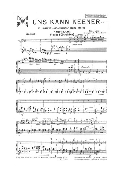 Uns kann keener... für zwei Fagotte und Salonorchester Uns kann keener... für zwei Fagotte und Salonorchester