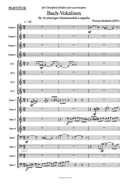 Bach-Vokalisen für 16-stimmiges Vokalensemble a cappella (2025) Bach-Vokalisen für 16-stimmiges Vokalensemble a cappella (2025)