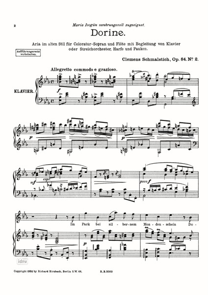 Dorine op. 84,2 für Gesang, Flöte und Klavier Dorine op. 84,2 für Gesang, Flöte und Klavier