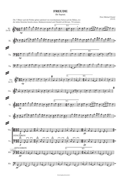 FREUDE für Septett (Besetzung Beethoven op. 20) (2019) FREUDE für Septett (Besetzung Beethoven op. 20) (2019)
