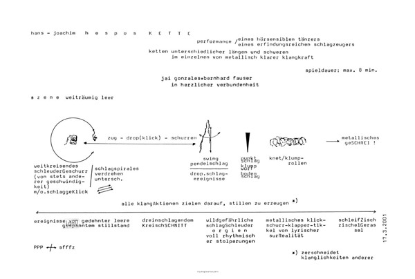 kette für einen hörsensiblen Tänzer / erfindungsreichen Schlagzeuger (2001) kette für einen hörsensiblen Tänzer / erfindungsreichen Schlagzeuger (2001)