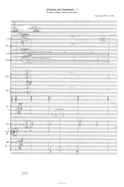 „D‘autres voix chanteront ...“ für 4 Flöten (1. Fl/Picc, 2. Afl/Picc, 3. Fl/Afl, 4. Fl/Bassfl), 2 Harfen, Percussion (3 Spieler) und Sopran „D‘autres voix chanteront ...“ für 4 Flöten (1. Fl/Picc, 2. Afl/Picc, 3. Fl/Afl, 4. Fl/Bassfl), 2 Harfen, Percussion (3 Spieler) und Sopran