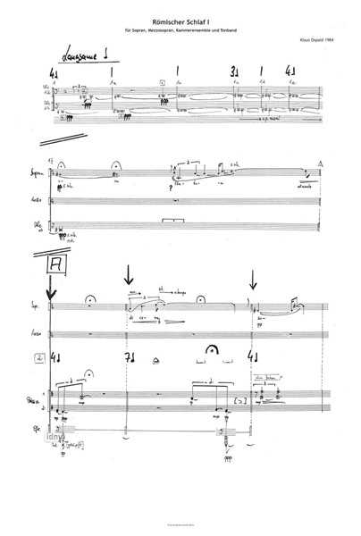Römischer Schlaf I für Sopran, Mezzosopran, Kammerensemble und Tonband (1984) Römischer Schlaf I für Sopran, Mezzosopran, Kammerensemble und Tonband (1984)