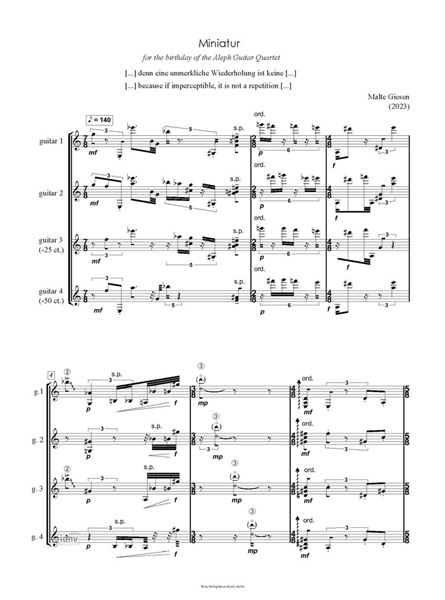 Miniatur für Gitarrenquartett (2023) Miniatur für Gitarrenquartett (2023)