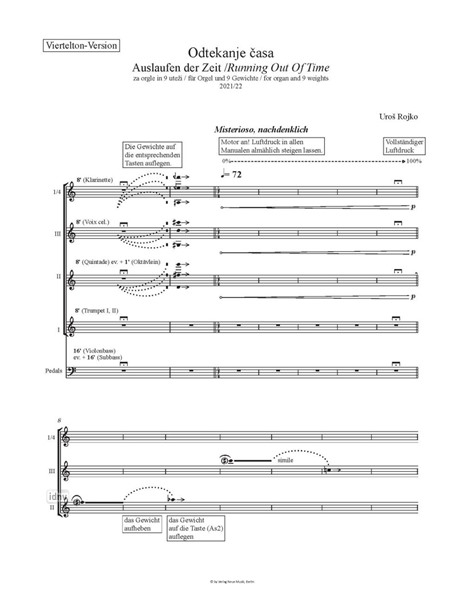 Auslaufen der Zeit I für Orgel und 9 Gewichte (2020/21) Auslaufen der Zeit I für Orgel und 9 Gewichte (2020/21)