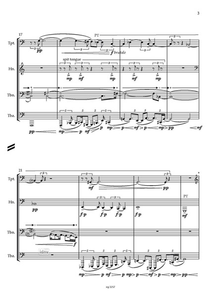 Slepta gaisma (Hidden Light) für Trompete, Horn, Posaune und Tuba Slepta gaisma (Hidden Light) für Trompete, Horn, Posaune und Tuba