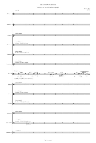 In der Farbe von Erde Musik für Viola, 44 Streicher und 2 Schlagzeuger (2021) In der Farbe von Erde Musik für Viola, 44 Streicher und 2 Schlagzeuger (2021)