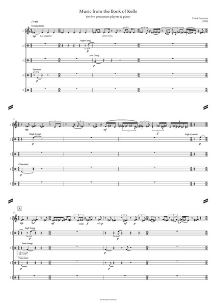 Music from the Book of Kells für fünf Schlagzeuger und Klavier (1999) Music from the Book of Kells für fünf Schlagzeuger und Klavier (1999)