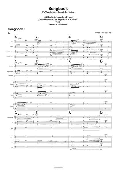 Songbook I für Vokalensemble und Orchester (2021-22) Songbook I für Vokalensemble und Orchester (2021-22)
