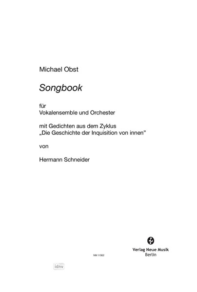 Songbook für Vokalensemble und Orchester (2021-22) Songbook für Vokalensemble und Orchester (2021-22)