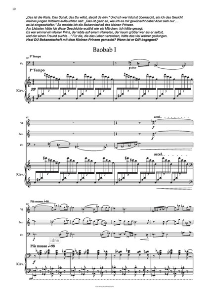 Der kleine Prinz trifft DICH für Sprecher*in, Violine, Altsaxophon, Violoncello und Klavier (2022) Der kleine Prinz trifft DICH für Sprecher*in, Violine, Altsaxophon, Violoncello und Klavier (2022)