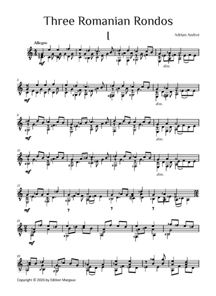 Three Romanian Rondos für Gitarre solo Three Romanian Rondos für Gitarre solo