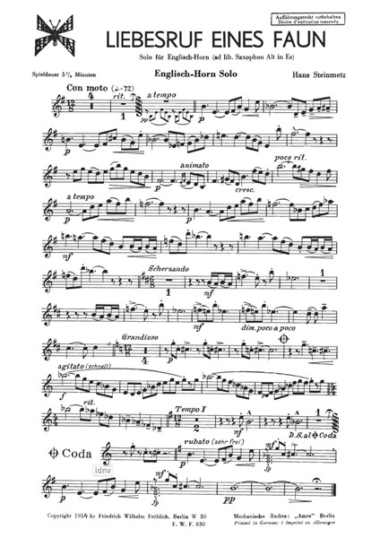 Liebesruf eines Faun für Englischhorn und Klavierbegleitung Liebesruf eines Faun für Englischhorn und Klavierbegleitung
